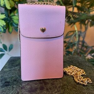 Coach Pink Crossbody with Gold Heart Accent